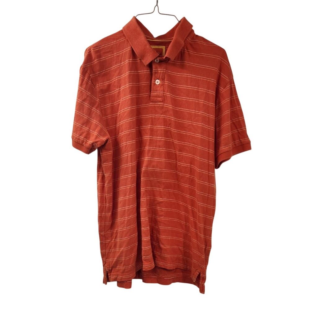 Old Navy Orange Striped Short Sleeve Polo Shirt Mens Size Large L